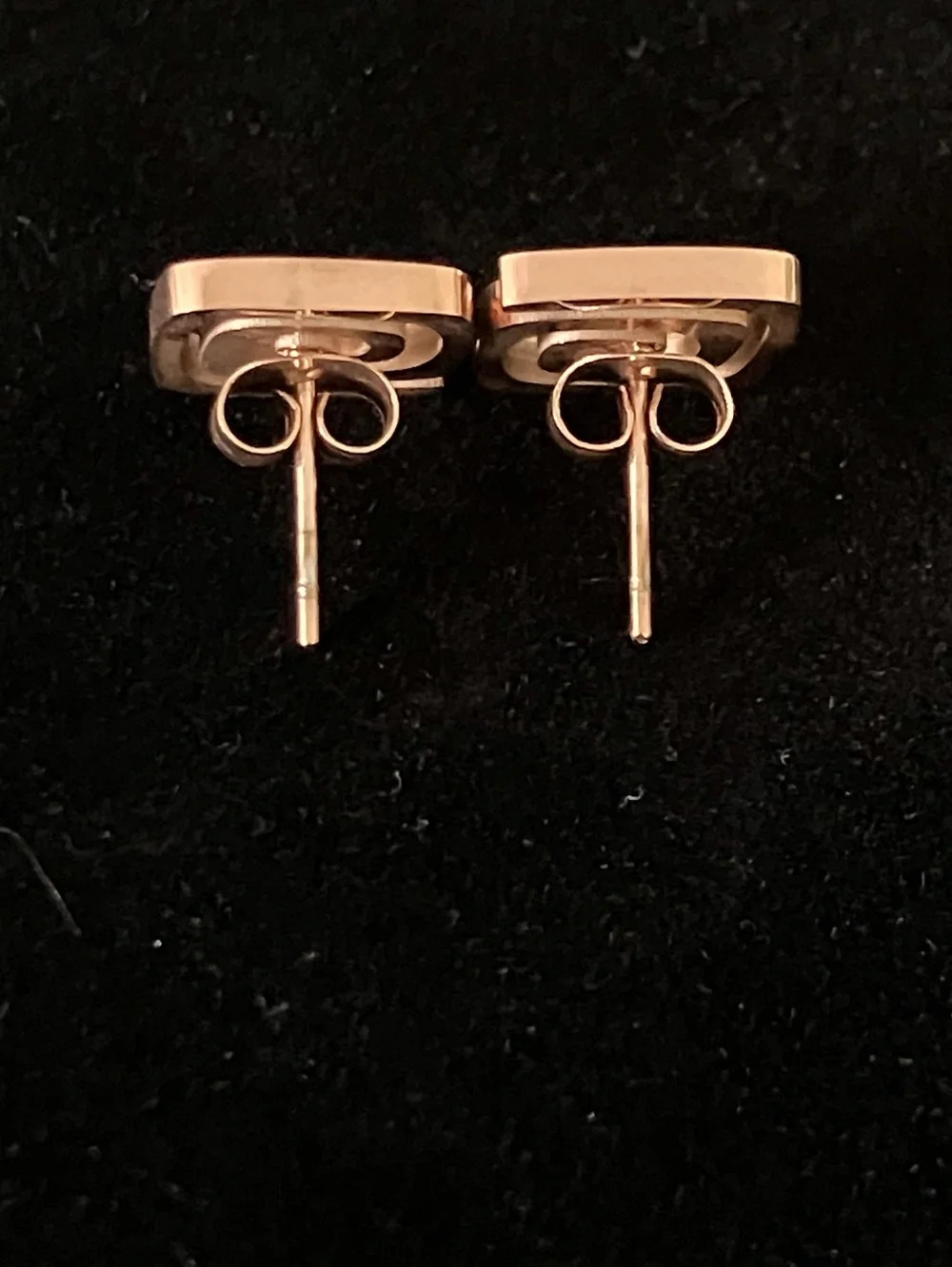 Square Spiral Stud Earrings in 18k Rose Gold Over Stainless Steel